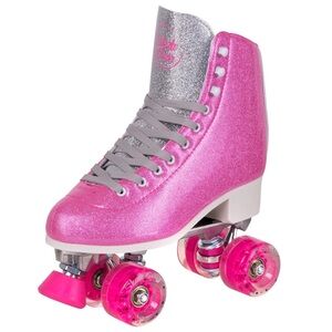 Pink and Silver Roller Skates